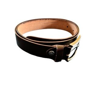 Men’s Genuine Brown Cowhide Leather Belt Sz 36 38 Brown Silver Buckle Casual